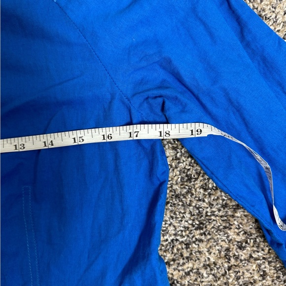 Ann Taylor Boho Embroidered Linen Blend Cobalt Blue Peplum Top S - Picture 11 of 11